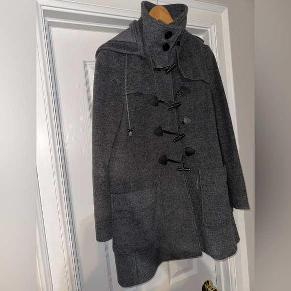 MNG SUIT, WOOL, 3/4 LENGTH, MEN’S GRAY DESIGNER HOODED PEA COAT          Size: M - Picture 10 of 15